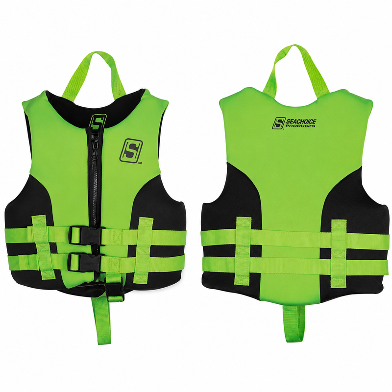 Seachoice 85141 Evoprene Multi-Sport Life Jacket – Child | Green/Black | USCG Level 70