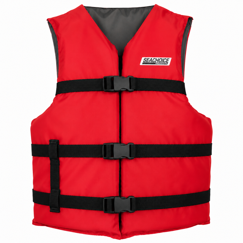Seachoice 85519 General Purpose Life Vest 4-Pack with Bag – Adult XL | Red | USCG/TC Approved