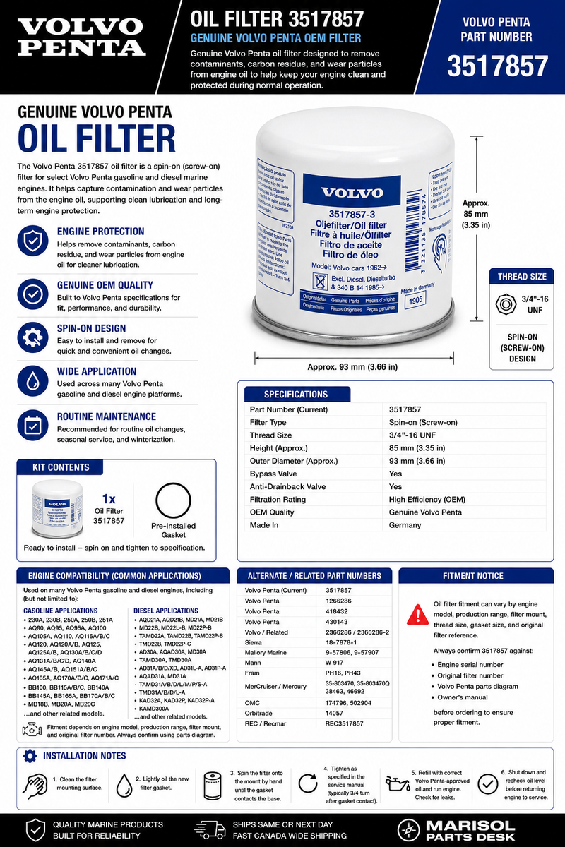 Volvo Penta Oil Filter 3517857