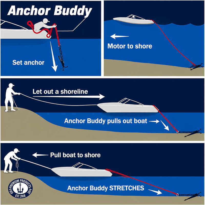 Anchor Buddy Elastic Anchor Line – Red