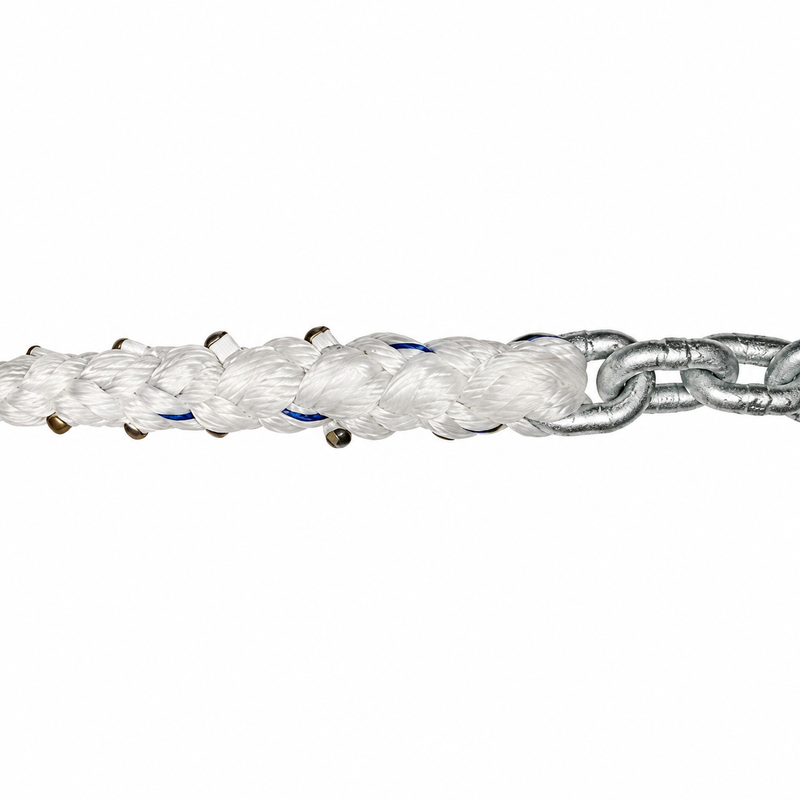 Eight-Strand Anchor Rode – 5/8" x 150 ft Line with 5/16" x 50 ft Chain