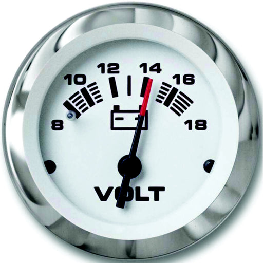 Sierra 65506P Lido Series 2" White & Stainless Steel 12V 8-18 VDC Dial Range Voltmeter Gauge