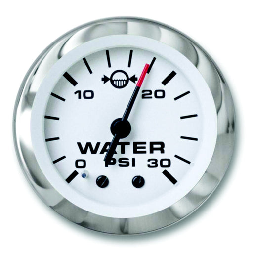 Sierra 65507P Lido Series 2" White & Stainless Steel Outboard Motor 0-30 PSI Dial Range Water Pressure Gauge