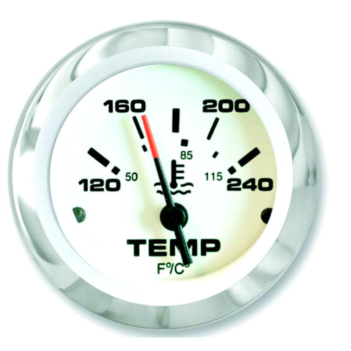 Sierra 65509P Lido Series 2" White & Stainless Steel 120-240 F Dial Range Water Temperature Gauge & Requires "D" Sender Code