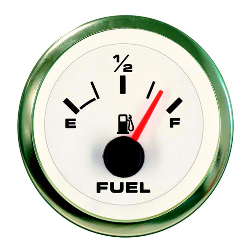 Sierra 62551P White Premier Pro Series 2" Stainless Steel Fuel Gauge & Requires "F" Sender Code