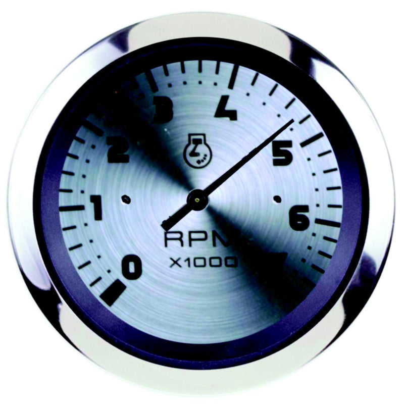 Sierra 63473P Sterling Series 3" Stainless Steel Electric Outboard & 4 Stroke Gas Engine 0-7,000 RPM Dial Range Tachometer Gauge with Outboard Alternator or Coil Sender Code