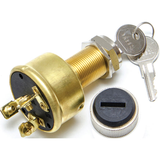 Sierra Conventional 3 Position 1 1/8" Brass 3 Screw Terminal 12V 15 Amp Ignition Starter Switch