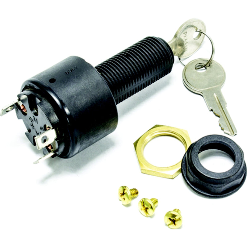 Sierra Conventional 3 Position 1 1/8" Polyester 3 Screw Terminal 12V 15 Amp Ignition Starter Switch