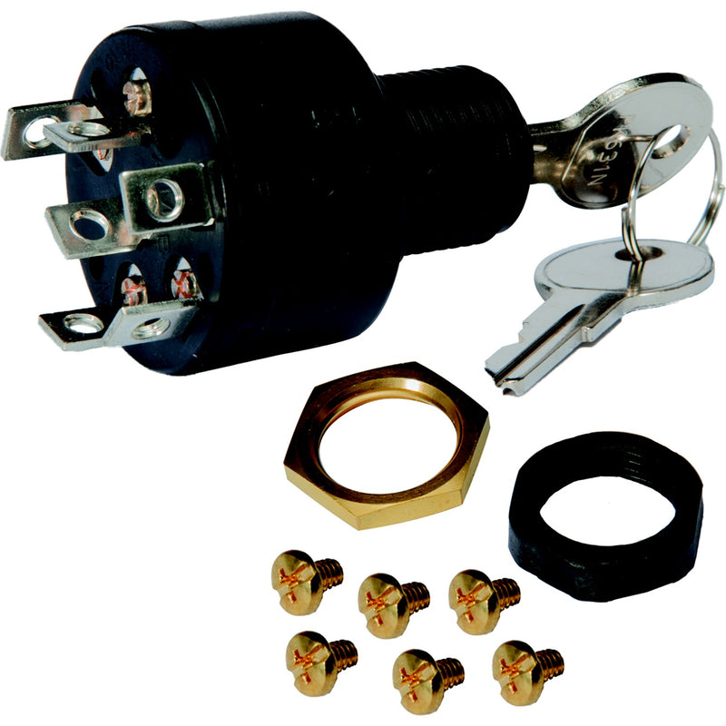 Sierra MP41000 Magneto 3 Position 5/8" Polyester 6 Screw Terminal 12V 15 Amp Ignition Starter Switch