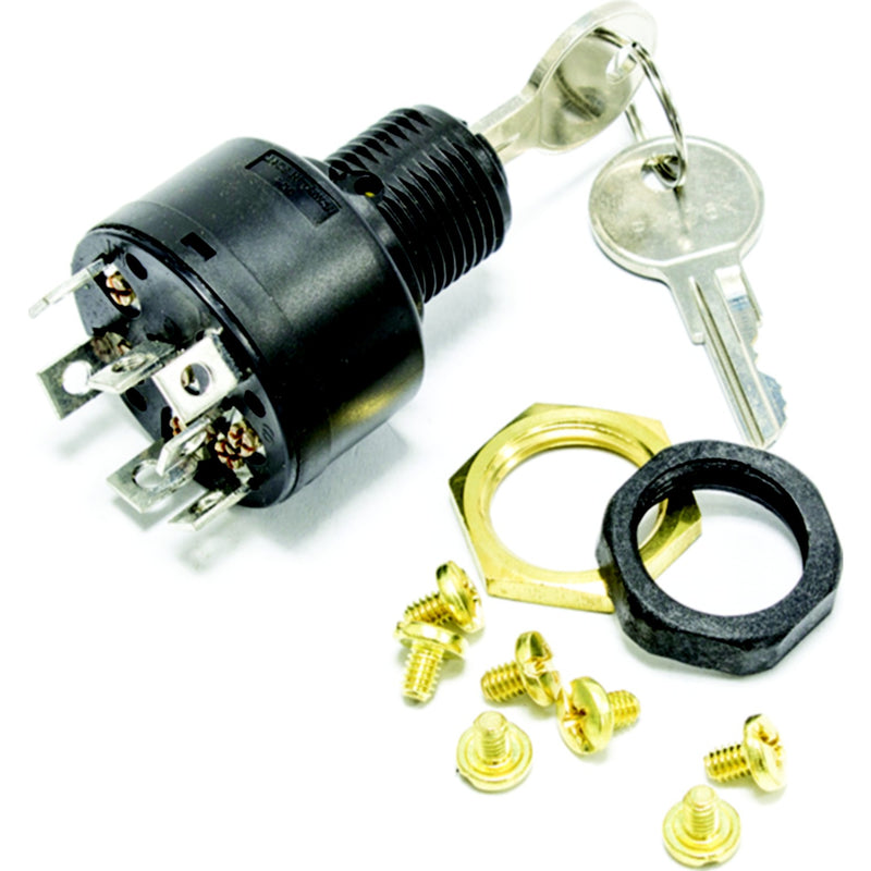 Sierra Magneto 4 Position 5/8" Polyester 7 Screw Terminal 12V 15 Amp Ignition Starter Switch