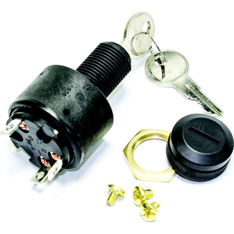 Sierra MP41030 Conventional 3 Position 5/8" Polyester 3 Screw Terminal 12V 15 Amp Ignition Starter Switch