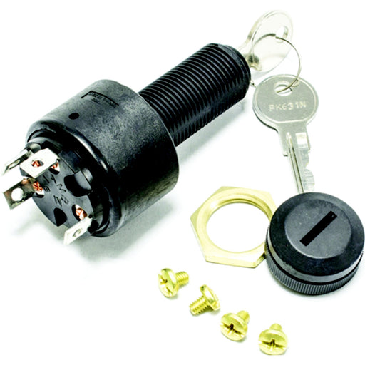 Sierra MP41040 Conventional 4 Position 1 1/8" Polyester 4 Screw Terminal 12V 15 Amp Ignition Starter Switch