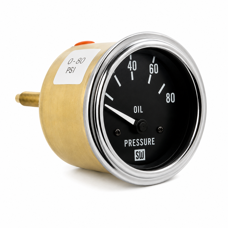 Stewart Warner Deluxe Marine Oil Pressure Gauge 0-80 PSI - 82113