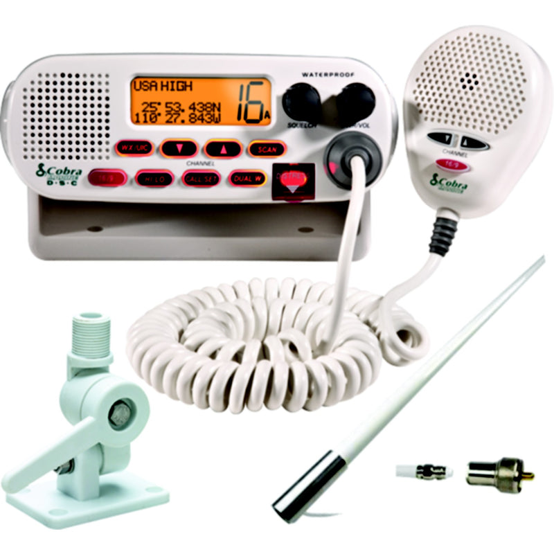Cobra MRF45DSVK VHF Radio Package w/8' Antenna & Mt.