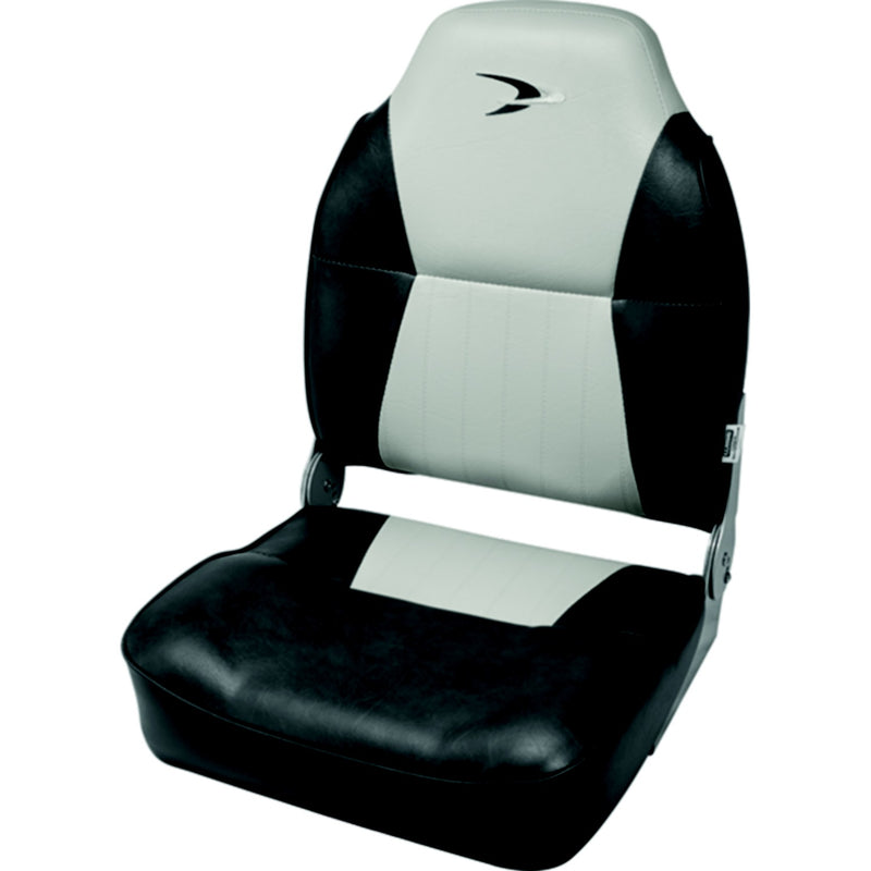 Wise Seating 8WD640PLS664 Premium High Back Fold Down Fishing Seat - Grey/Charcoal, 19.75" D x 17" W x 22.5" H