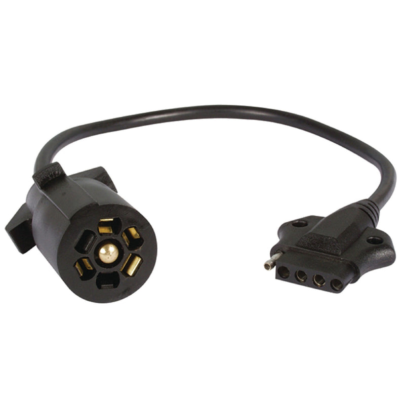 Seachoice 52981 7-Way Round to 5-Way Flat Cable Adapter w/ Lead, 16 In.