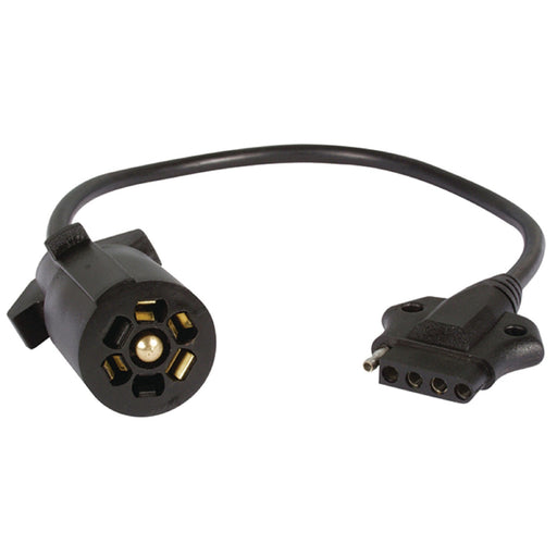 Seachoice 52981 7-Way Round to 5-Way Flat Cable Adapter w/ Lead, 16 In.