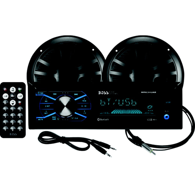Boss Audio MCBK634B6 Bluetooth Weatherproof Marine Receiver Package w/ 1 pair of 6.5" Speakers, Black