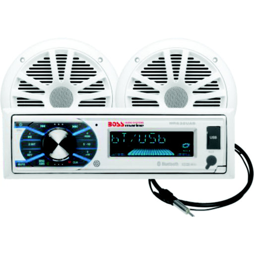 Boss Audio MCK632WB6 Single-Din AM/FM Receiver w/ 6.5" Marine Speakers/ Antenna, White