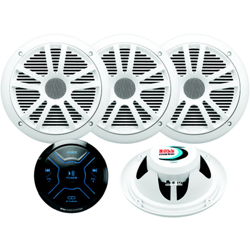 Boss Audio MG250W64 Bluetooth® Gauge Receiver Package w/ 4ea 6.5" Marine Speakers