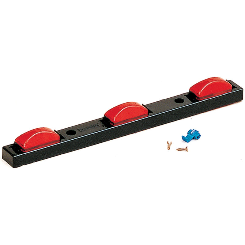 Optronics MC93RK Pre-Wired Identification Light Bar | Waterproof 3 Piece Red Marker Lights & Black ABS Base