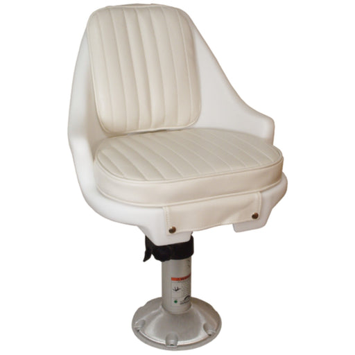 Springfield Newport Manual Adjustable Economy Chair Package, White (Includes Seat With Cushions, Pedestal, Mounting Plate and Swivel)