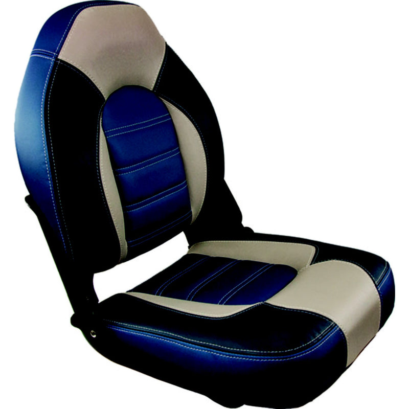 Springfield 1061069B Skipper Premium High Back Fold Down Seat, Blue/Gray
