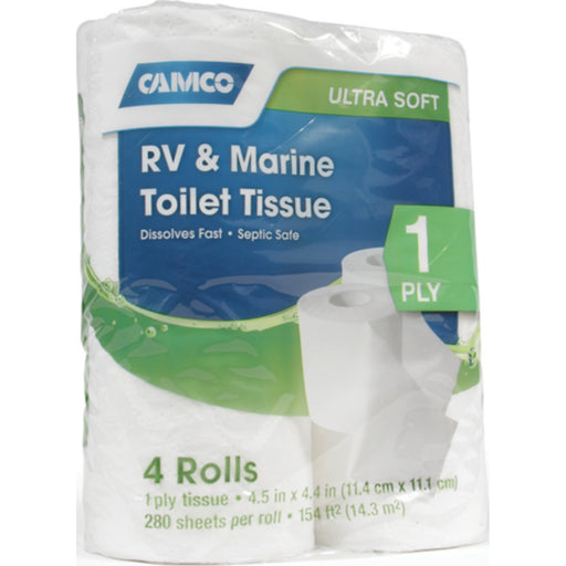 Camco 40276 Toilet Tissue-Toilet Paper 1Ply 4/Pk 280 Sheets