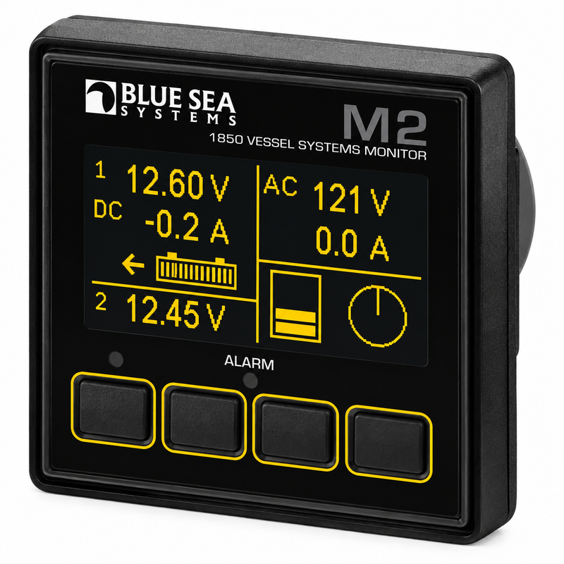 Blue Sea Systems M2 OLED AC Multimeter | Panel-Mount Shore Power Monitor