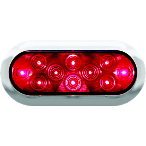 Anderson LED Oval Stop Turn & Tail Light Red With Chrome Bezel