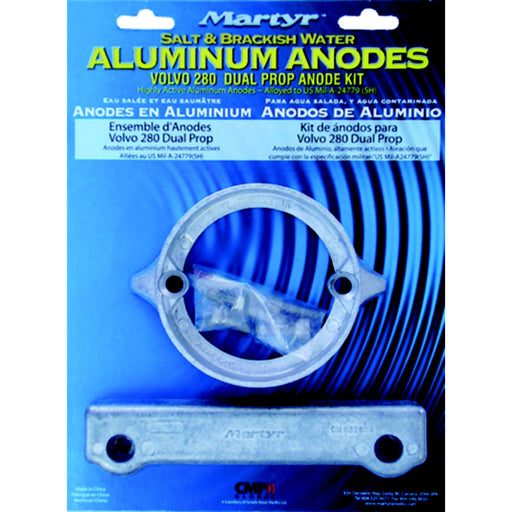 Martyr Aluminum Anode Kit For Volvo Penta 280 Dual Prop Engine (Contains 1-875821, 1-832598 and Fastening Hardware)