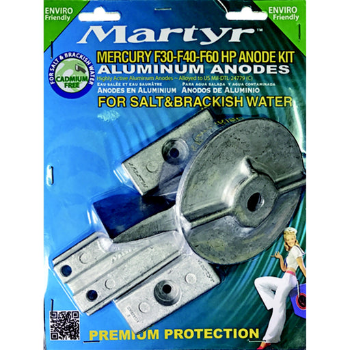 Martyr Aluminum Anode Kit For Mercury F30-F40-F60HP Engines