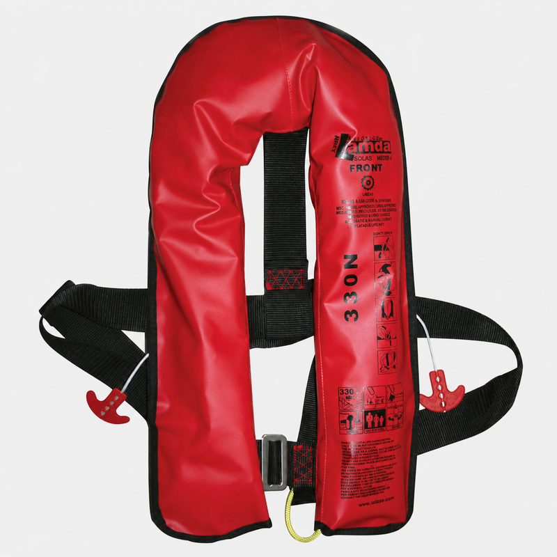 LALIZAS Advanced LAMDA Auto 330N Lifejacket | SOLAS/MED | Sprayhood & Crotch Strap | 72115