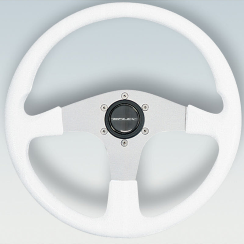 Uflex CORSEWS Corse Steering Wheel, White PVC Grip w/Silver Spokes