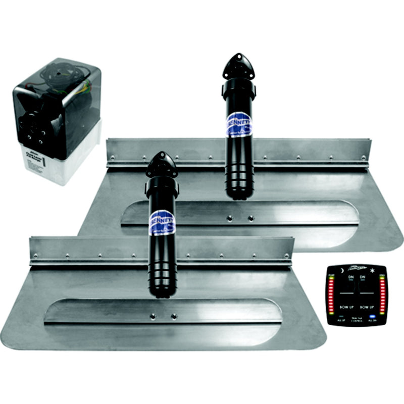 Bennett 2412OBI Classic Hydraulic Trim Tab Kit With OBI9000H Integrated Helm Control, 24" x 12"