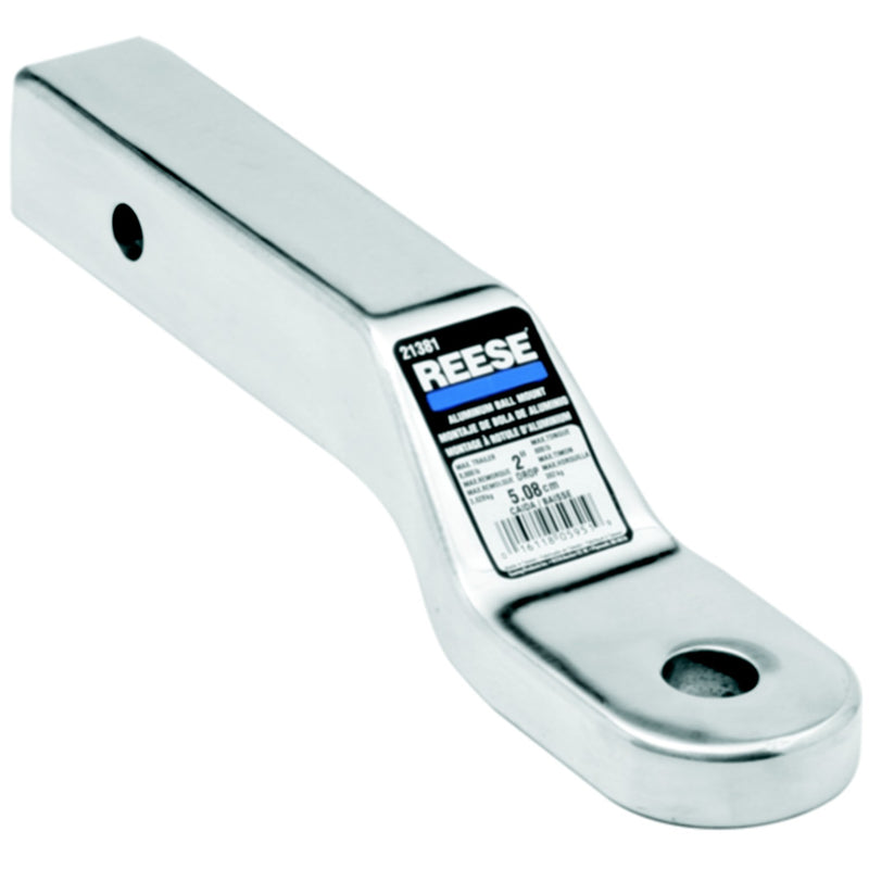 Reese 40381 Polished Aluminum 8,000 lb Capacity 9 7/8" Ball Mount with 1" Rise & 2" Drop