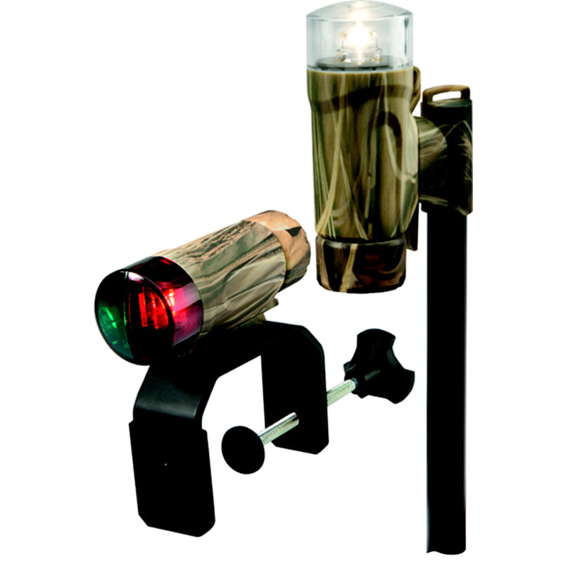 Attwood 141957 C-Clamp Mount Portable LED Nav Light Kit w/Telescoping Pole, Real Tree® Max-4 Camo