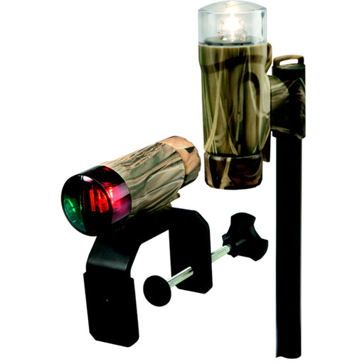 Attwood 141957 C-Clamp Mount Portable LED Nav Light Kit w/Telescoping Pole, Real Tree® Max-4 Camo