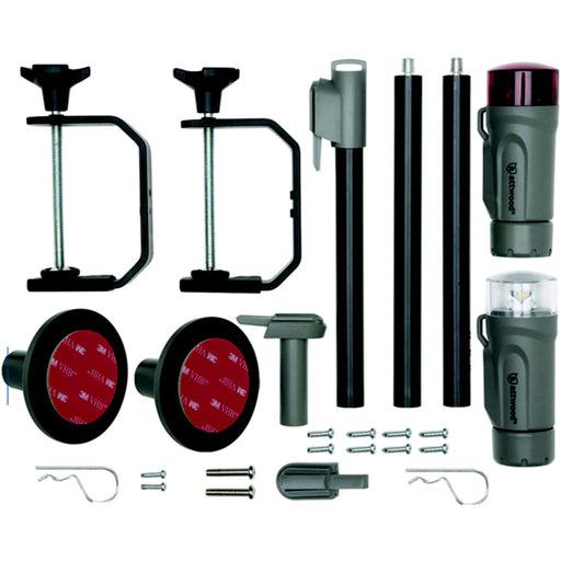 Attwood 141967 All-Craft Battery Operated LED Portable Nav Light Kit w/Threaded Pole, Marine Gray