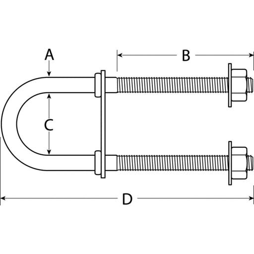 Attwood Bow Eye U-Bolt 1/2"-13 x 3-1/4"