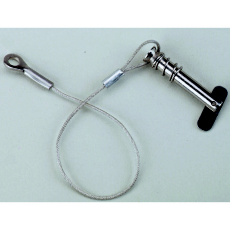 Attwood 662023 Tethered 1/4" Spring-Loaded Clevis Pin, Stainless Steel