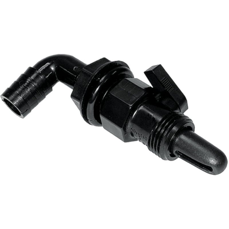 T-H Marine AHV90DP Aerator Spray Head 90° Screw On Valve w/Shut Off, 3/4", Black