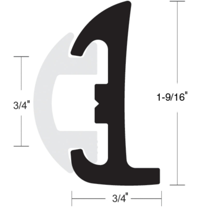 Black Semi-Rigid Rubrail w/Inser