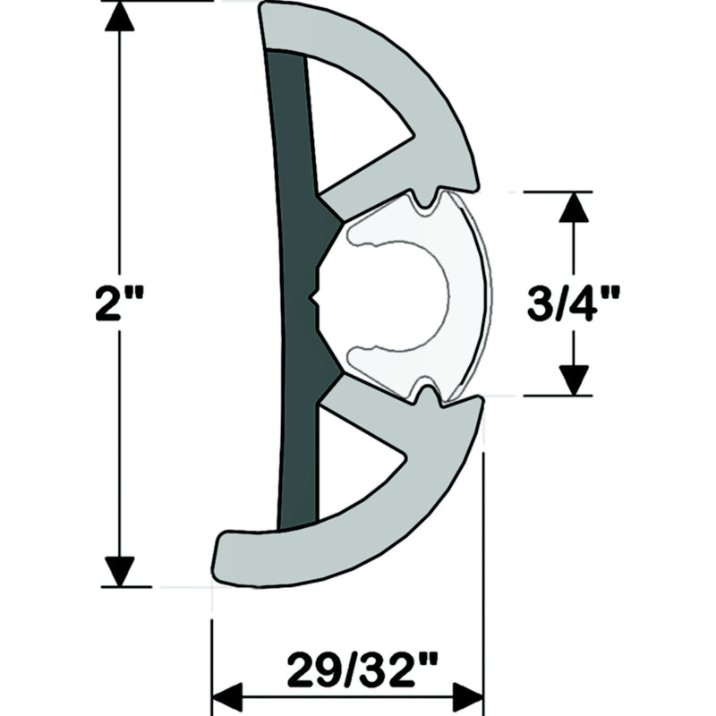 Taco V119990BBK602 Suproflex Rub Rail Kit, Medium, 60', Black/Chrome