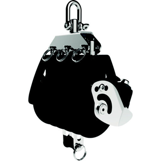Lewmar 50MM Synchro Block, Triple w/Becket & Cam, Black, 1/4" - 3/8" Line