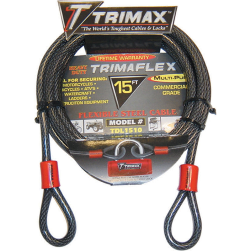 Trimax TDL1510 Dual Loop Quadra Braid Trimaflex Cable, 15' L x 10mm
