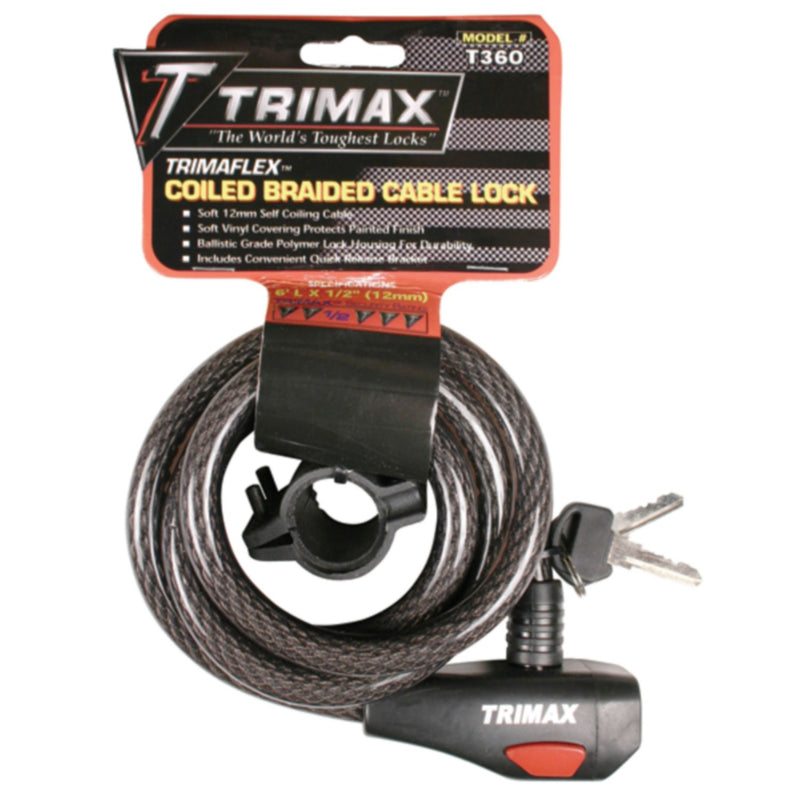 Trimax TKC126 Quadra-Braid 6 x 12mm Keyed Cable Lock