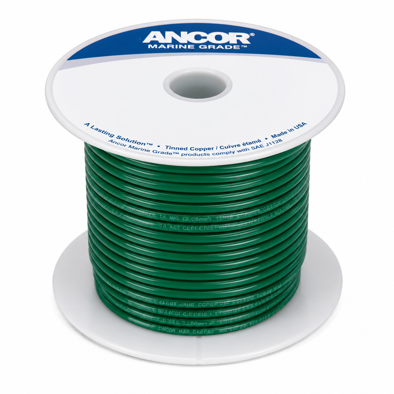 Ancor Marine Grade Tinned Primary Wire – 14 AWG, Green, 18 ft | ANC-184303