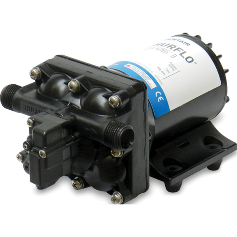 Shurflo 4128-110-E04 Aqua King II Black 30 PSI 12V 2 GPM 3.5 Amp Automatic Fresh Water Pump 8 1/8" x 5" x 4 1/8"
