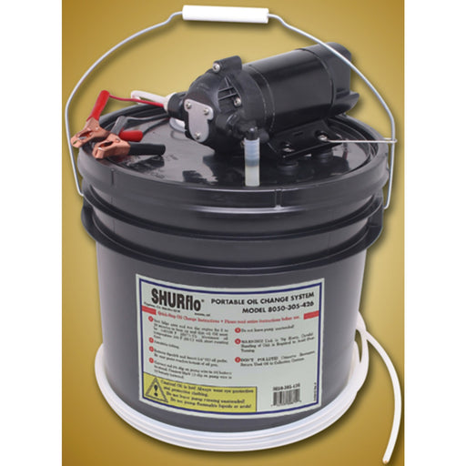 SHURFLO 1.5 GPM Oil Change/Winterizing System 12VDC (Includes 8' Cable With Battery Clips, Hose Kit, and 3.5 Gallon Container)